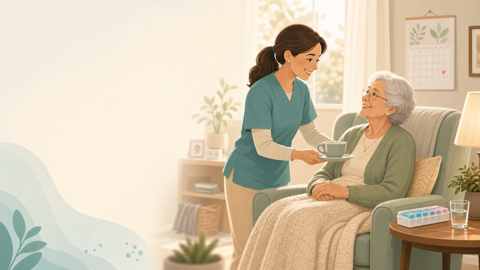Caregiver helping a client at home
